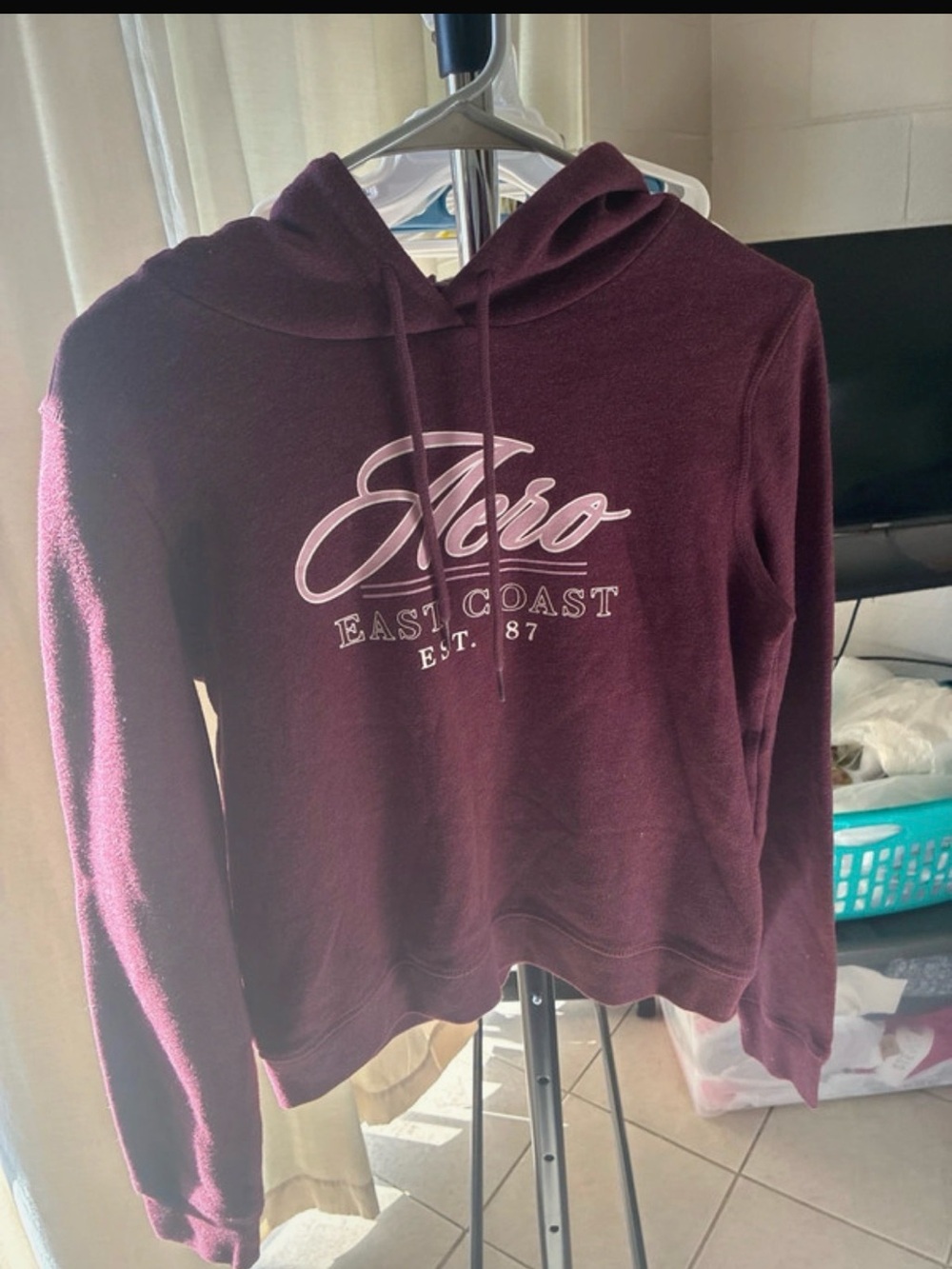 Aeropostale Burgundy Hoodie with White Script Logo